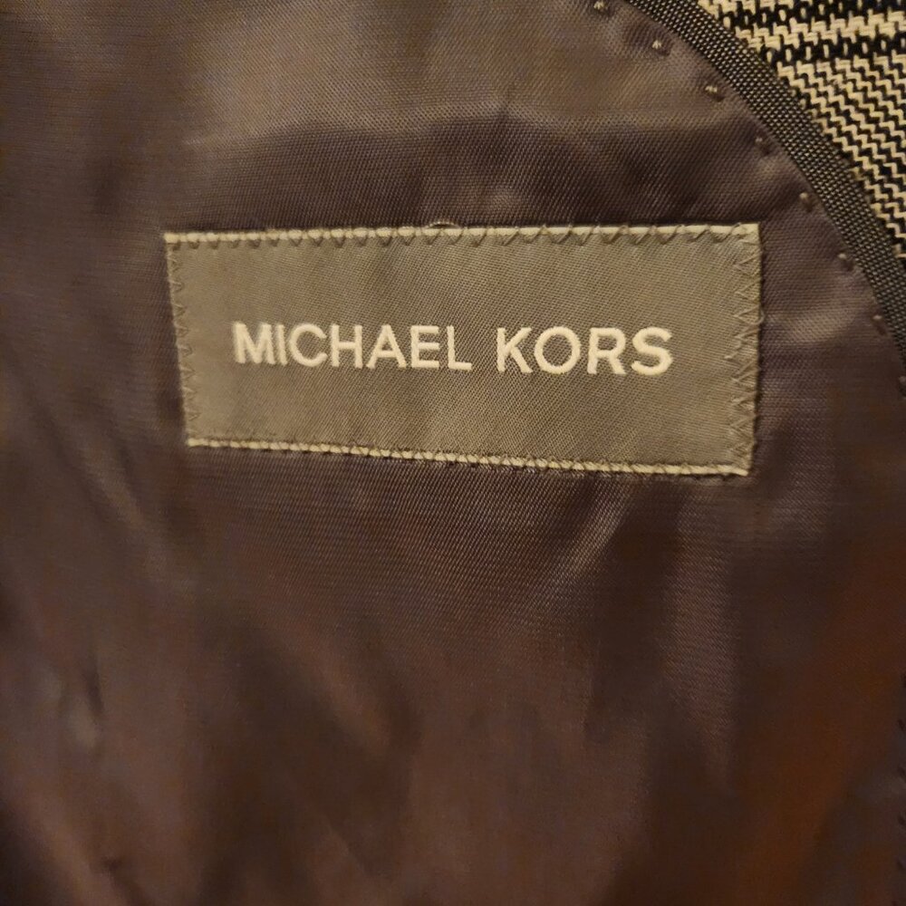 Michael Kors Black Herringbone Plaid Sport Coat Blazer Cotton & Linen Men's 42R - Picture 11 of 16
